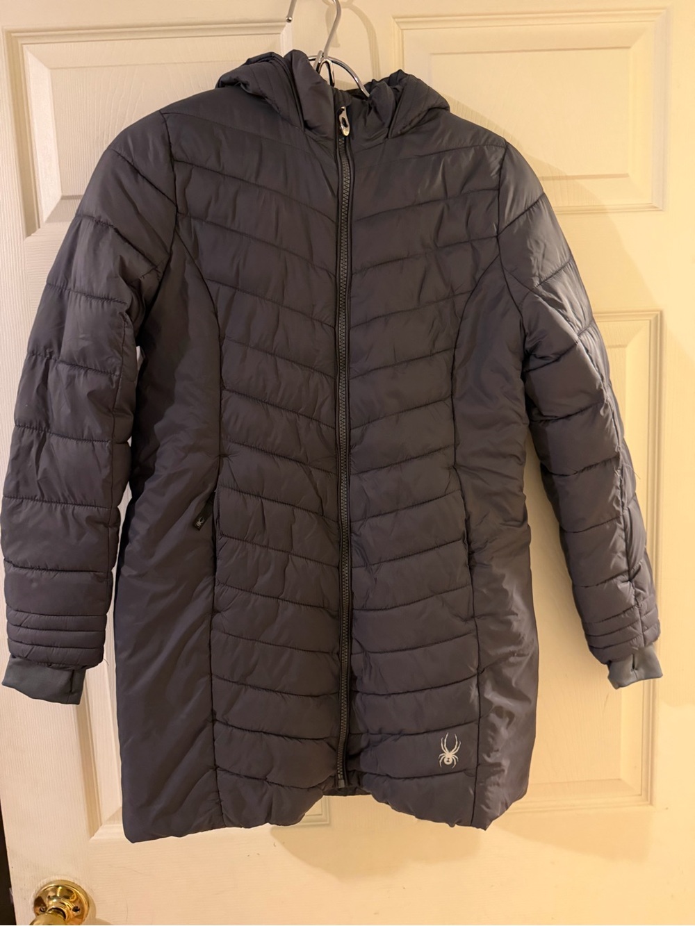 Spyder Hooded Quilted Puffer Jacket - Charcoal